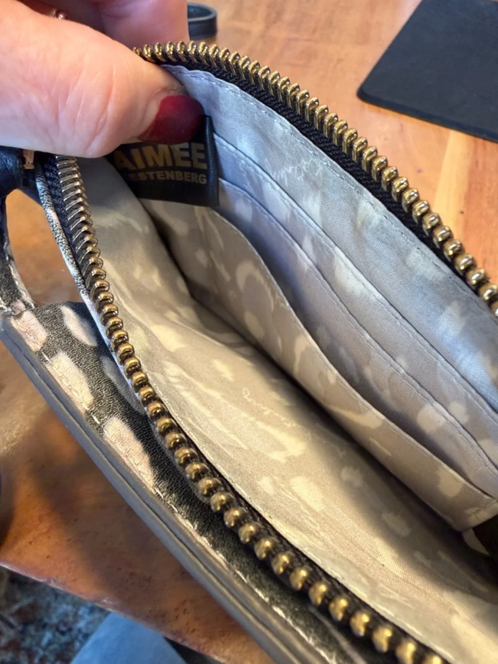 Aimee‎ Kestenberg Boho Gray/Black Phone Crossbody Dual Strap (VGUC)